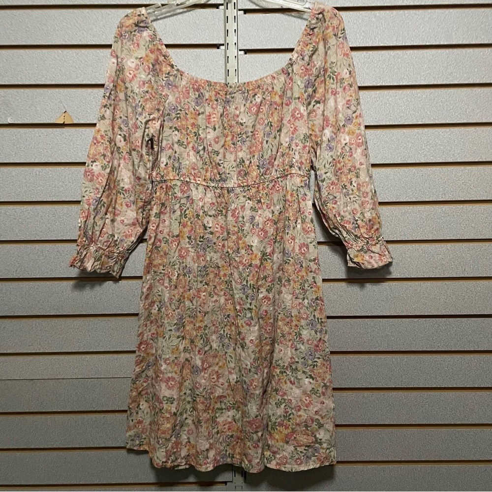 First Love By Lovelyn Off The Shoulder Short Dress Large Floral Elastic Waist